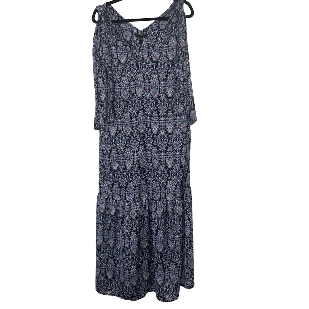 Banana Republic Women's Cold Shoulder Maxi Dress Blue Purple Paisley